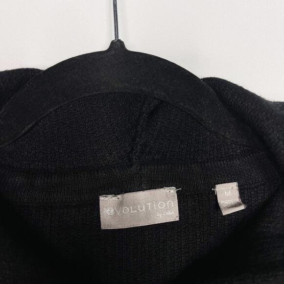 Evolution Womens Medium M Black Sweater Hoodie Knit Long Sleeve Casual Cozy - Picture 5 of 7